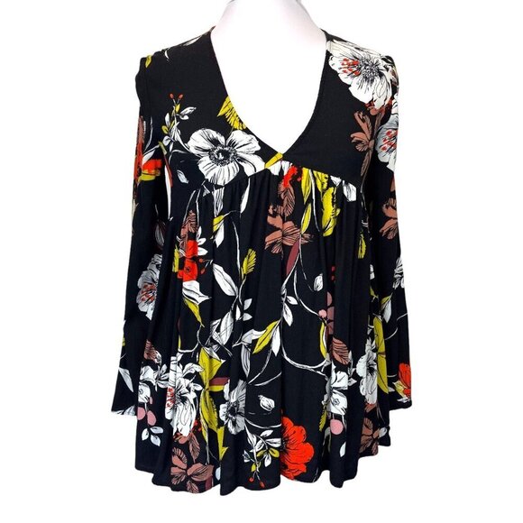 Free People Bella Floral Mini Tunic Dress Size Xsmall Boho Flare Sleeves - Picture 5 of 13